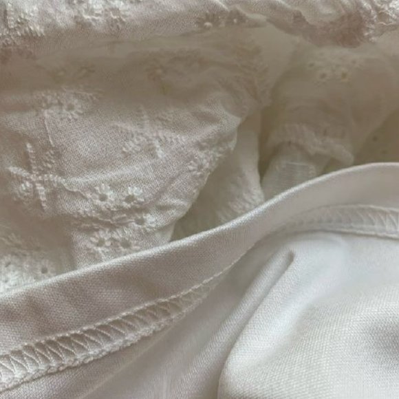 Fashion Nova White Ruffle Cap Sleeve Eyelet Shirt with Tie Women’s Size L - Picture 7 of 14